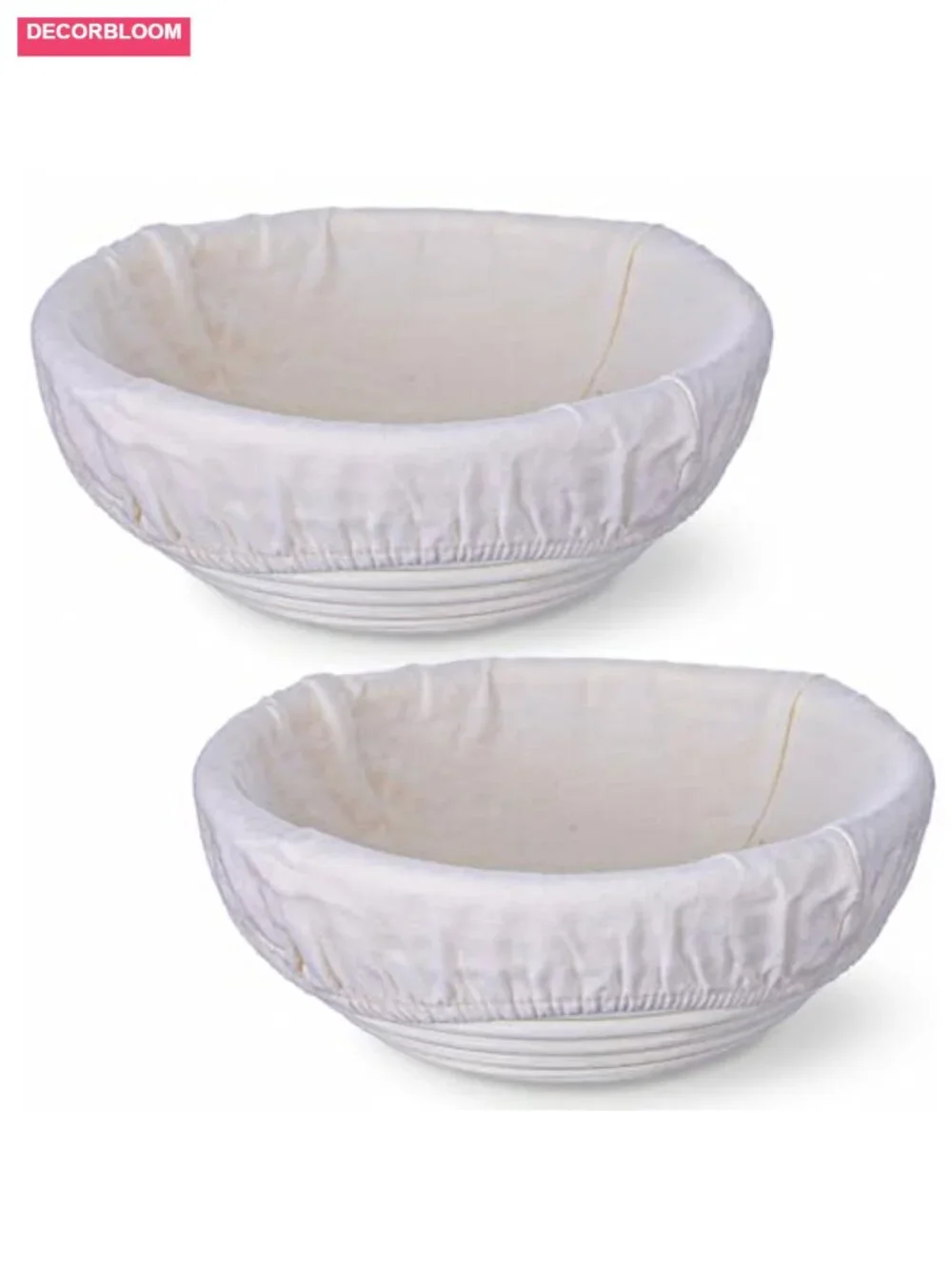 Sourdough Bread Proofing Basket Set 2-Pack Rattan Banneton with Liners